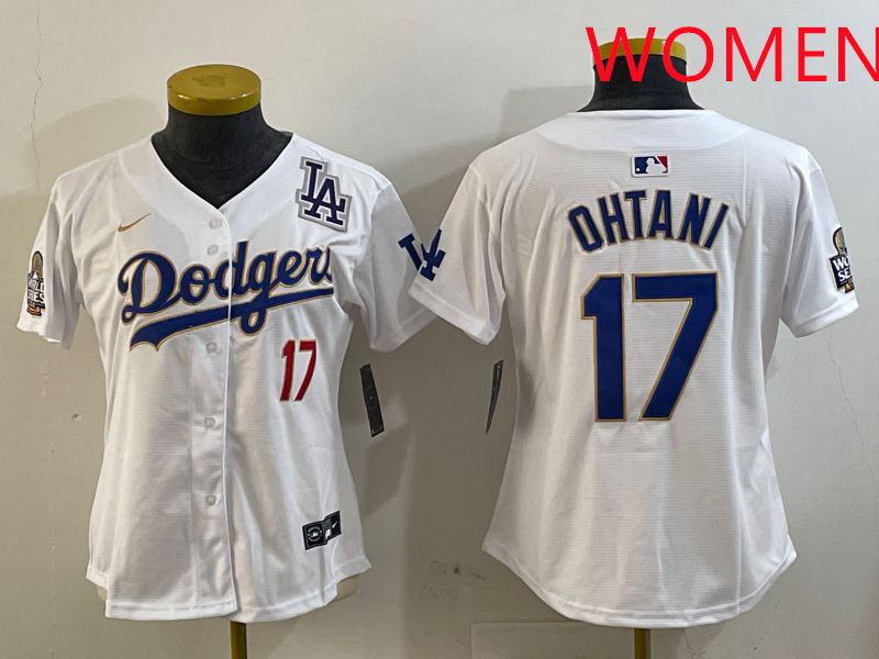 Women Los Angeles Dodgers 17 Ohtani White Gold Game 2025 Nike MLB Jersey style 4